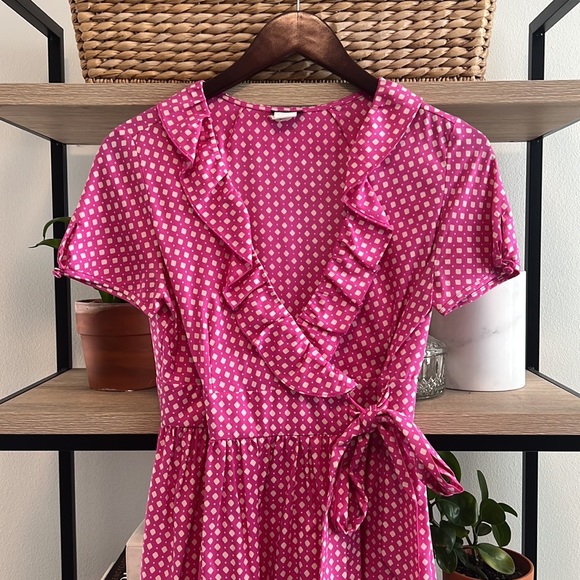 J.CREW SILK Fontana Geo Printed Wrap Retro Tie Waist Dress, 2 - Picture 2 of 9